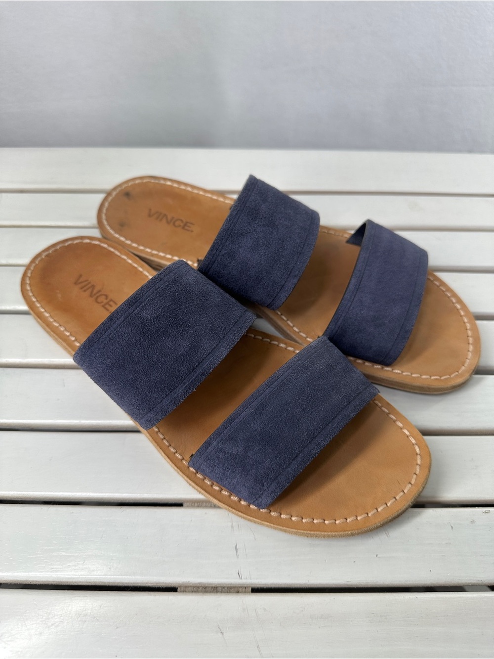 VINCE Travis Two Band Suede Sandals 9